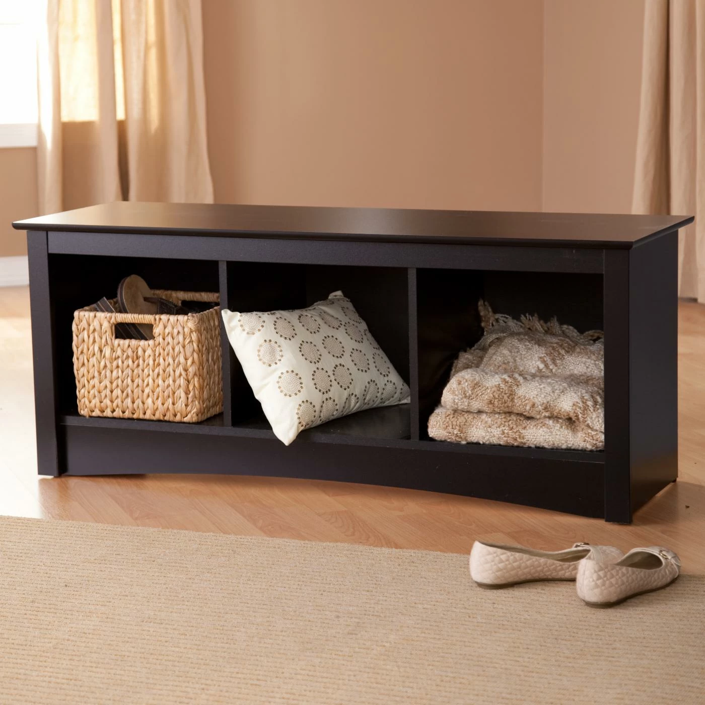 Buy π Wood Prepac Sonoma Black Triple Cubby Bench & π§₯ Coat Rack Set π - Image 4