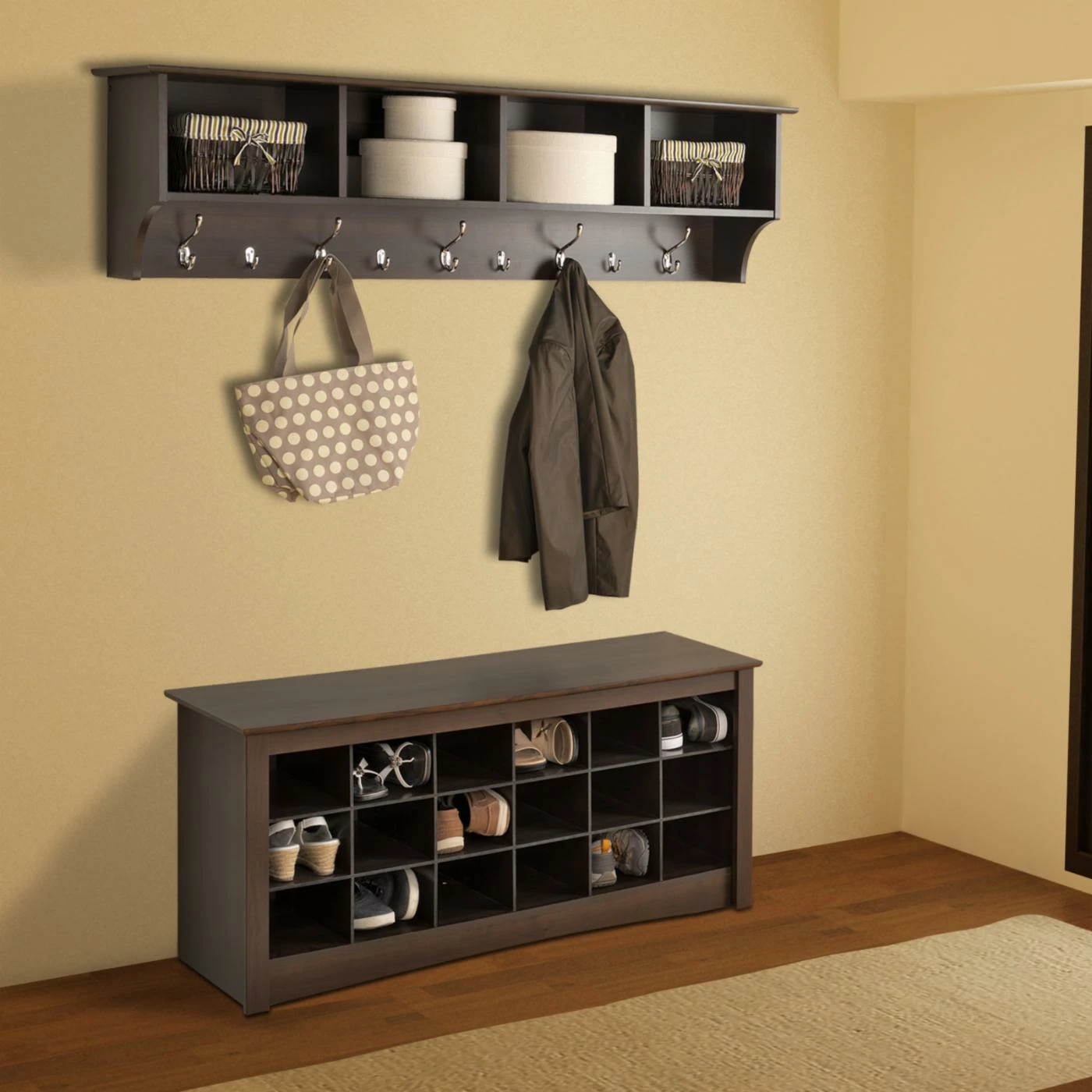 Promo π Wood Prepac 60 In. Wide Hanging Entryway Shelf π - Image 4