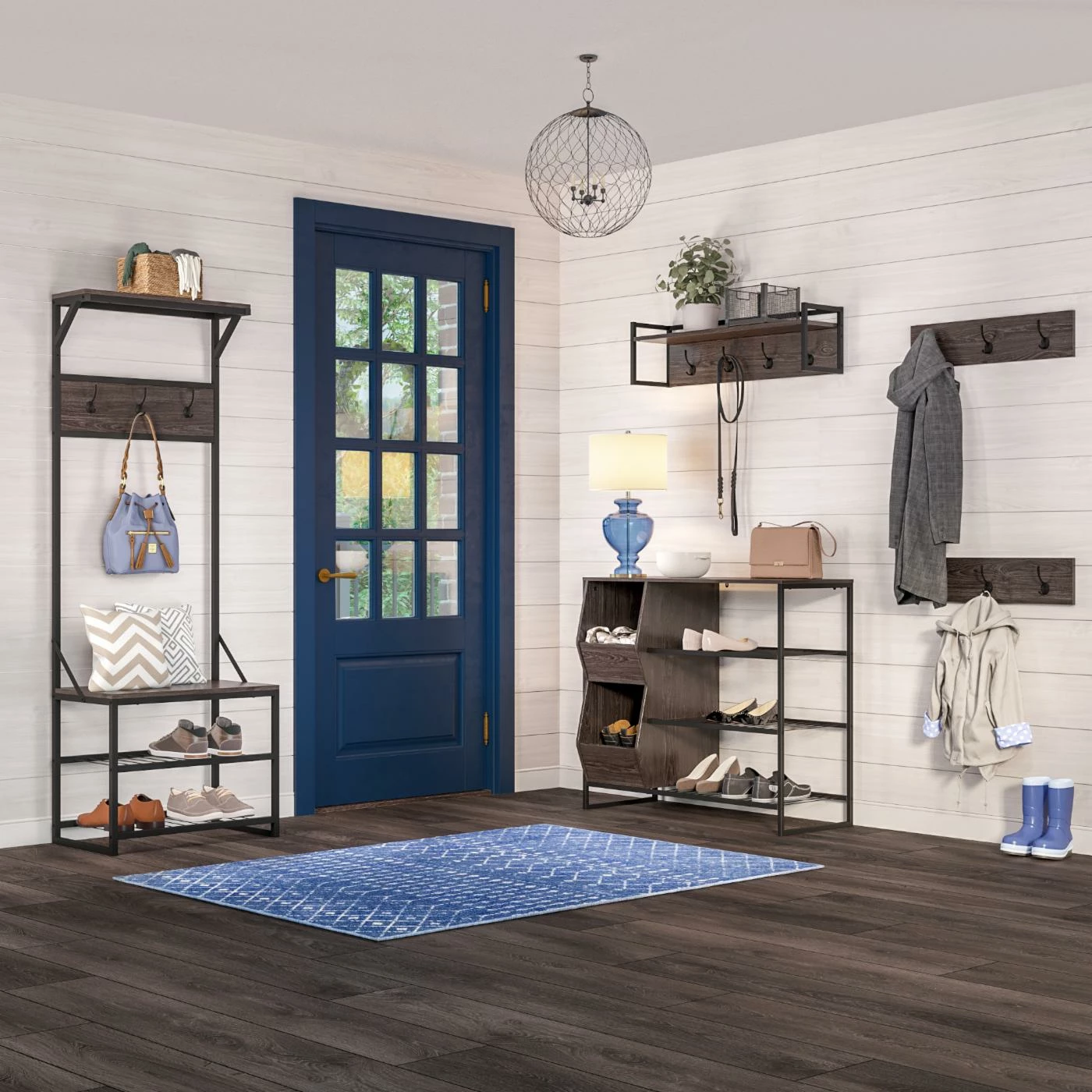 Promo π₯ Wood RiverRidge Home Afton Metal Frame Industrial Hall Tree 𧨠- Image 4