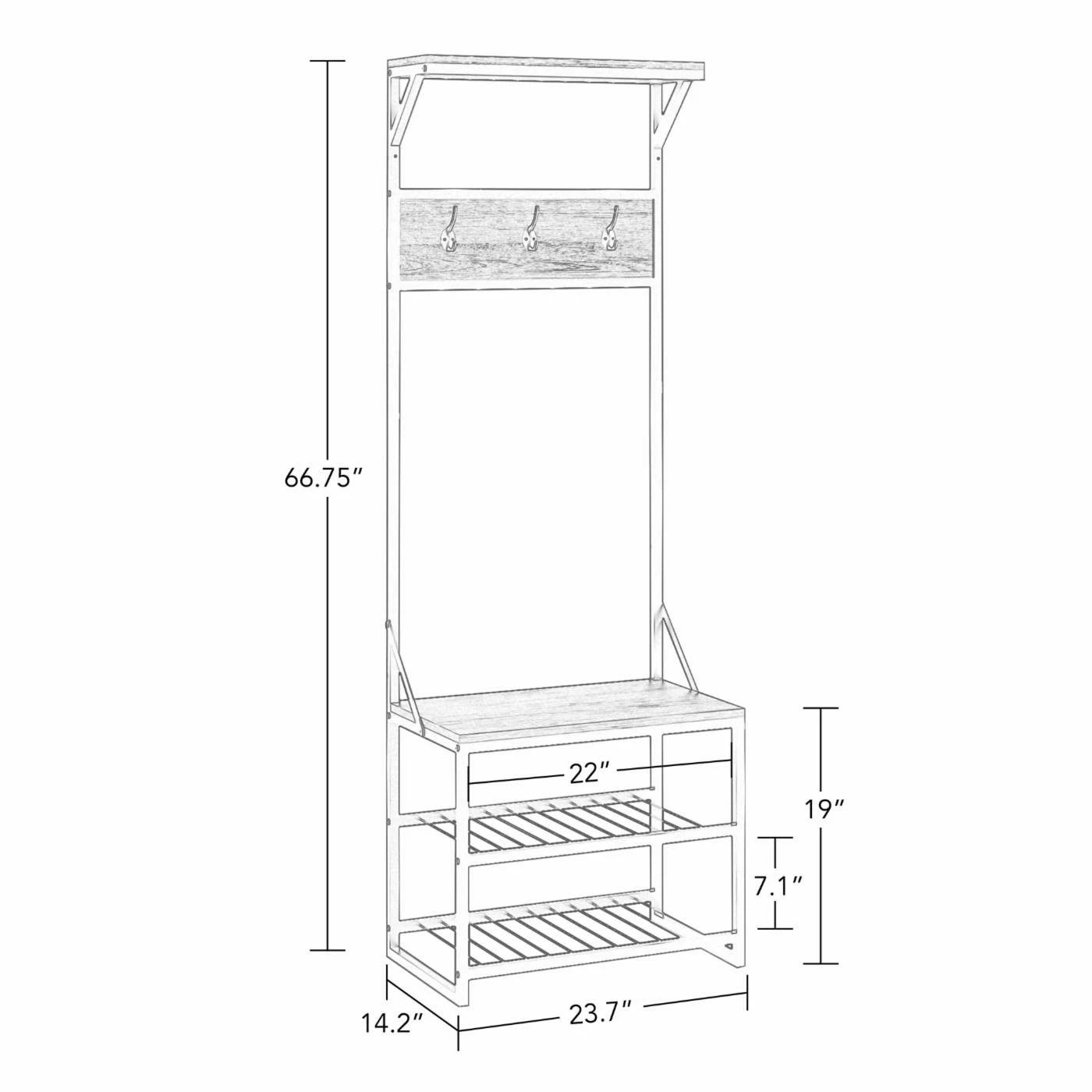 Promo π₯ Wood RiverRidge Home Afton Metal Frame Industrial Hall Tree 𧨠- Image 6