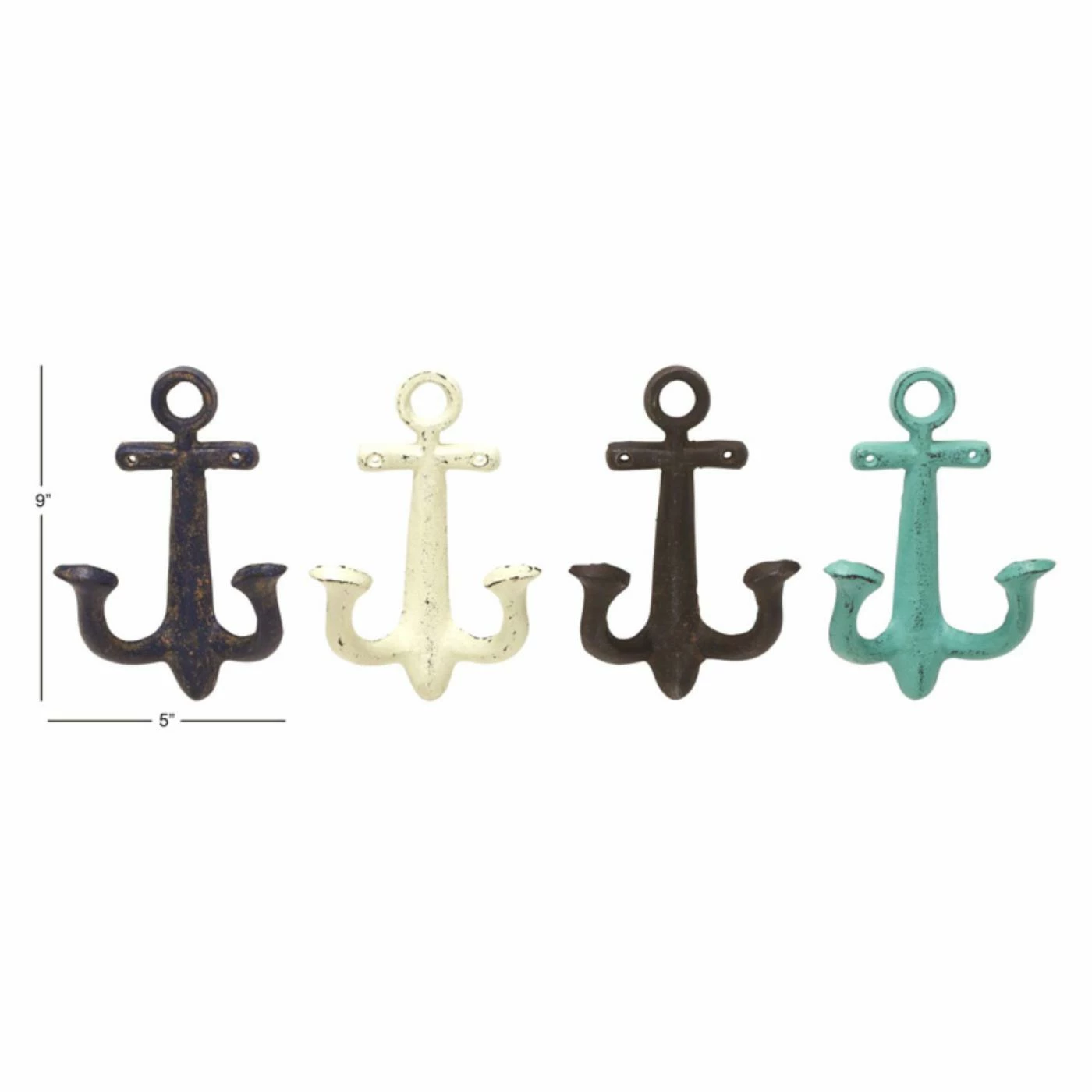 Promo 😍 Wrought Iron DecMode Anchor 🧥 Coat Rack - Set Of 4 ✔️ - Image 2