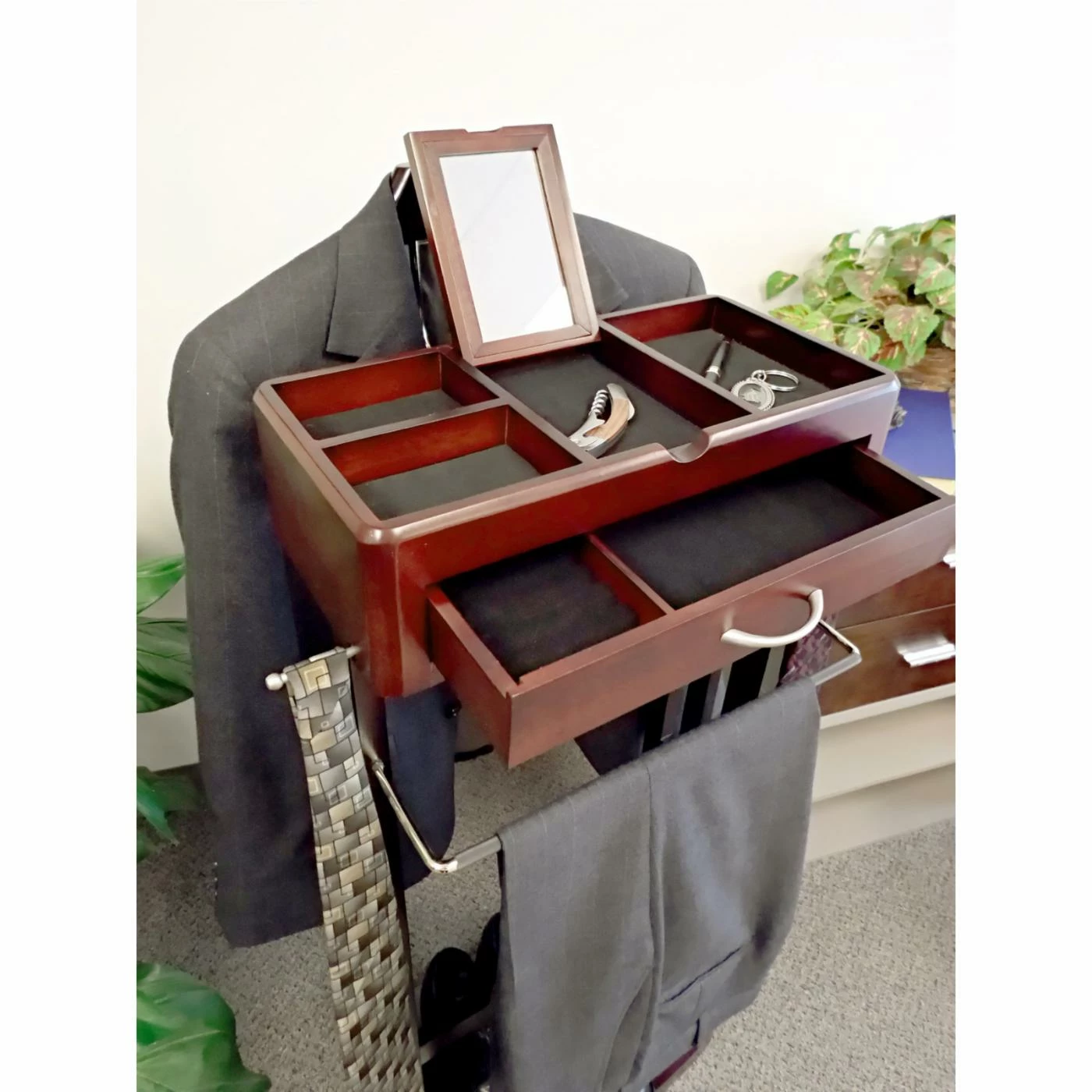 Outlet 🥰 Wood Proman Norstar Valet With Flip Mirror 🛒 - Image 2