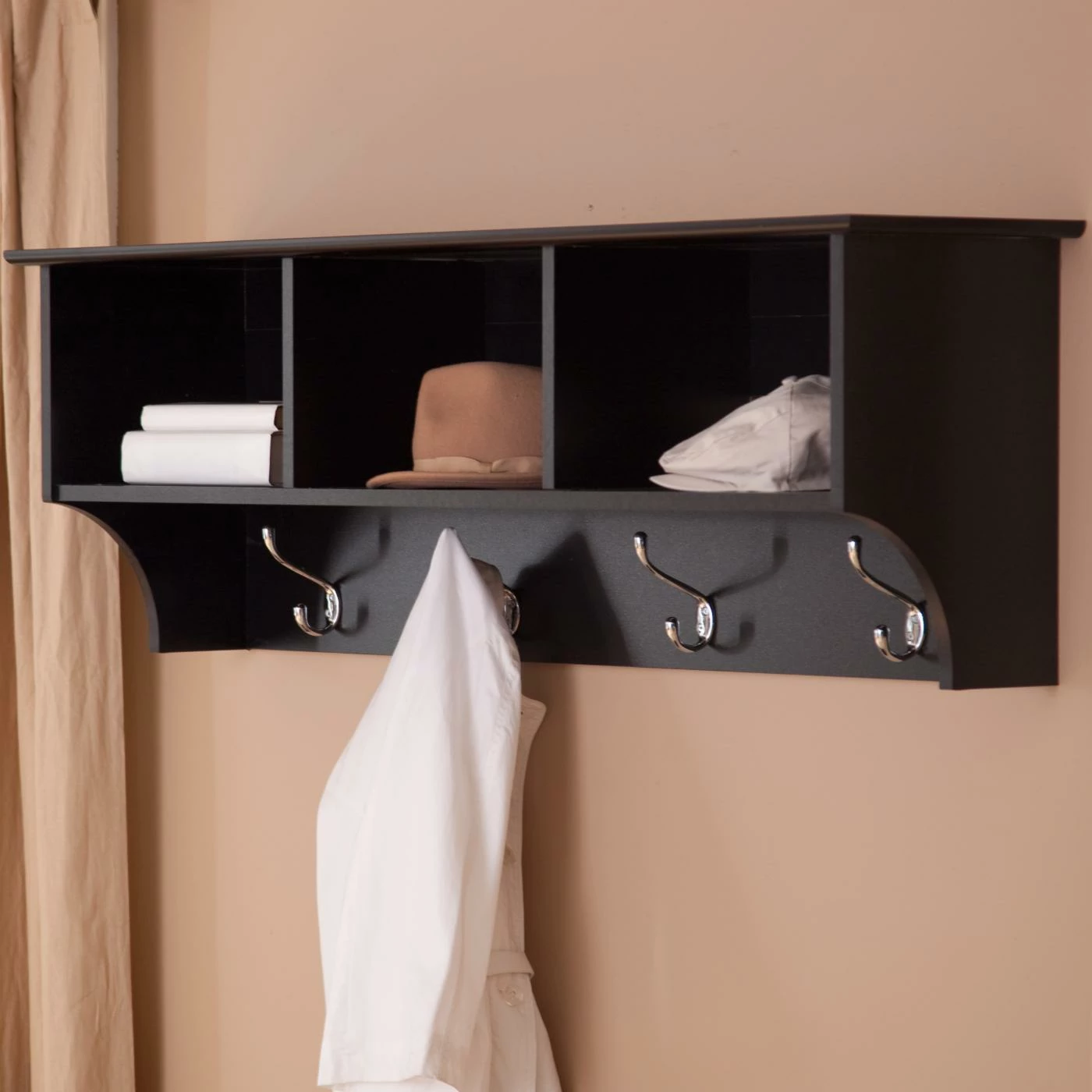 Buy π Wood Prepac Sonoma Black Triple Cubby Bench & π§₯ Coat Rack Set π - Image 2
