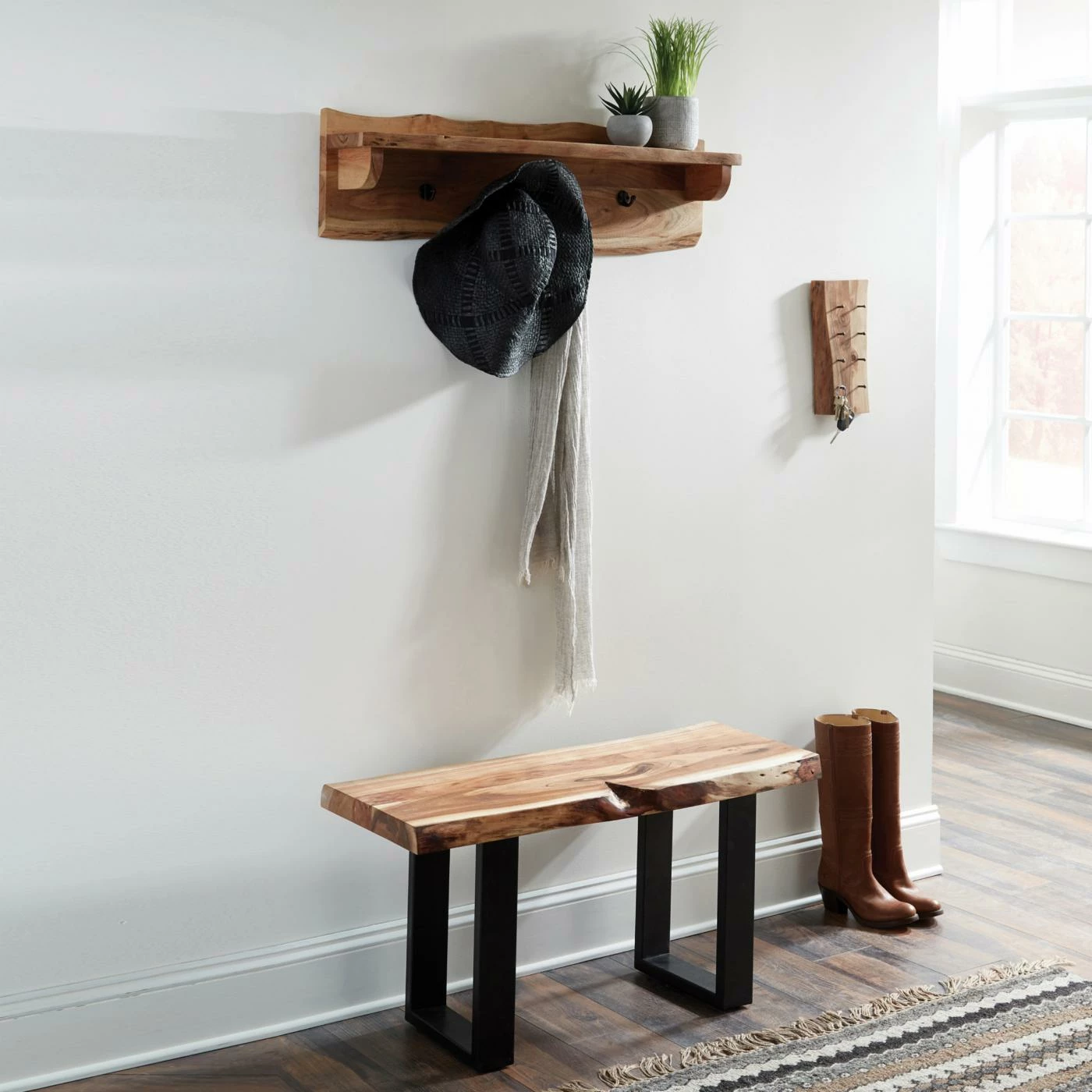 Flash Sale π€© Wood Alaterre Furniture Alpine Natural Live Edge 36 In. Bench With π§₯ Coat Hook Shelf Set π - Image 2