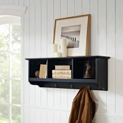 Buy ✔️ Wood Crosley Brennan Entryway Storage Shelf - Black ⭐