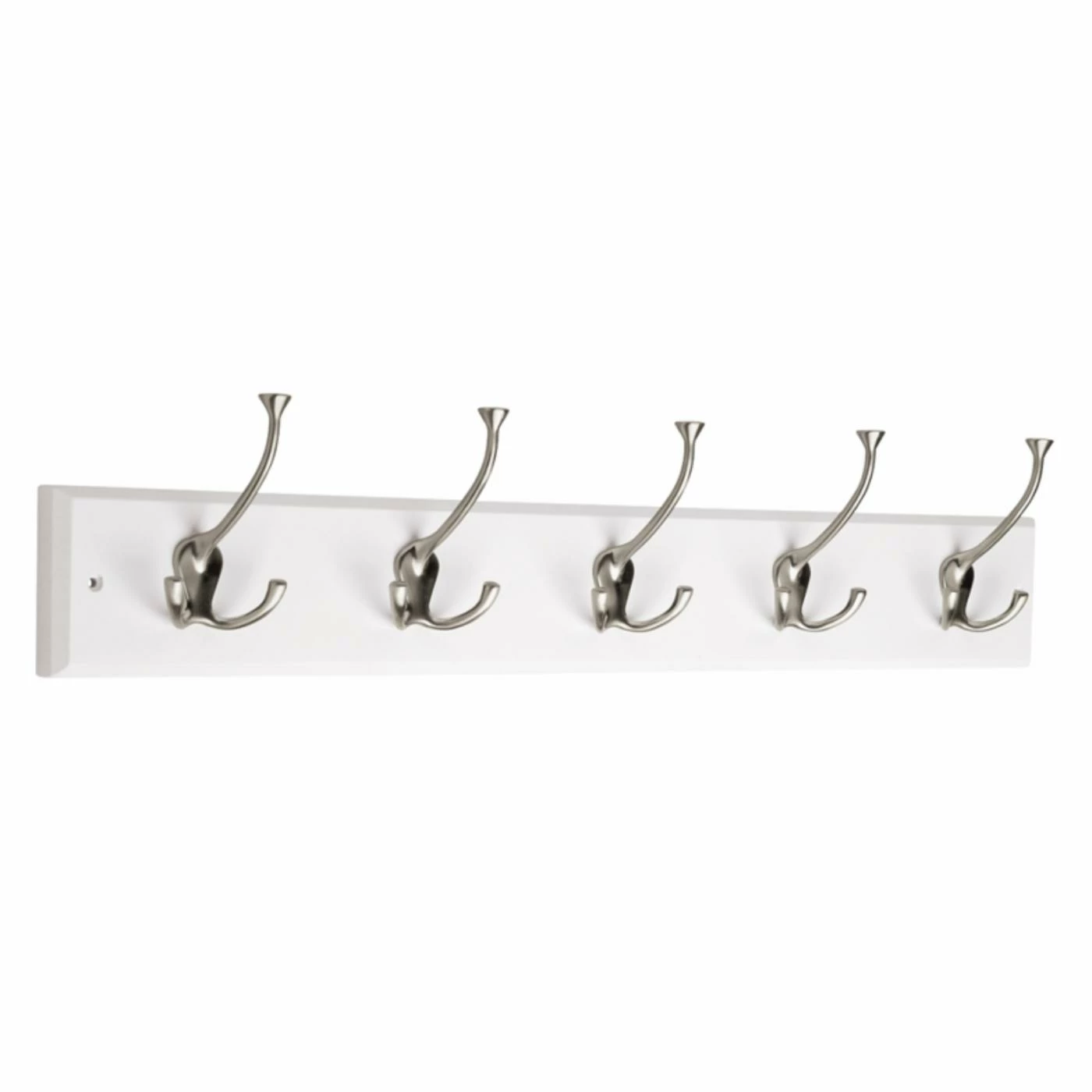 Budget 😍 Metal Liberty Hardware 27 In. 🧥 Coat And Hook Rack With 5-Tri-Hooks - Flat White / Satin Nickel ✔️