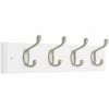 Promo 🛒 Metal Liberty Hardware 18 In. 🧥 Coat And Hook Rack With 4-Heavy-Duty Hooks - Flat White / Satin Nickel 🔔