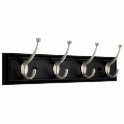 Promo โจ Metal Liberty Hardware 27 In. Deluxe ๐งฅ Coat And Hook Rack With 4-Hooks - Satin Nickel / Black ๐งจ