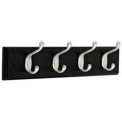 Best deal ๐คฉ Metal Liberty Hardware 18 In. ๐งฅ Coat And Hook Rack With 4-Heavy-Duty Hooks - Satin Nickel / Black ๐
