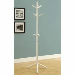 Wholesale 🥰 Monarch Specialties White Contemporary Solid Wood 🧥 Coat Rack 🤩