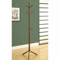 Best Sale 👍 Monarch Specialties Oak Contemporary Solid Wood 🧥 Coat Rack 🌟
