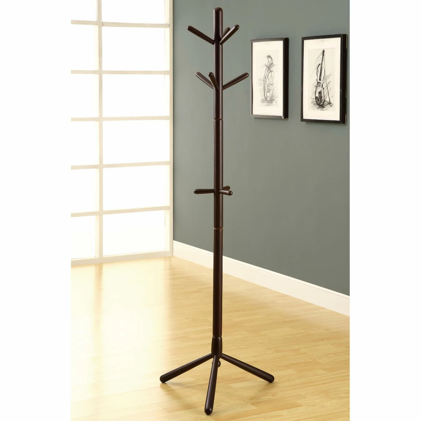Hot Sale β€οΈ Monarch Specialties Cappuccino Contemporary Solid Wood π§₯ Coat Rack π€©
