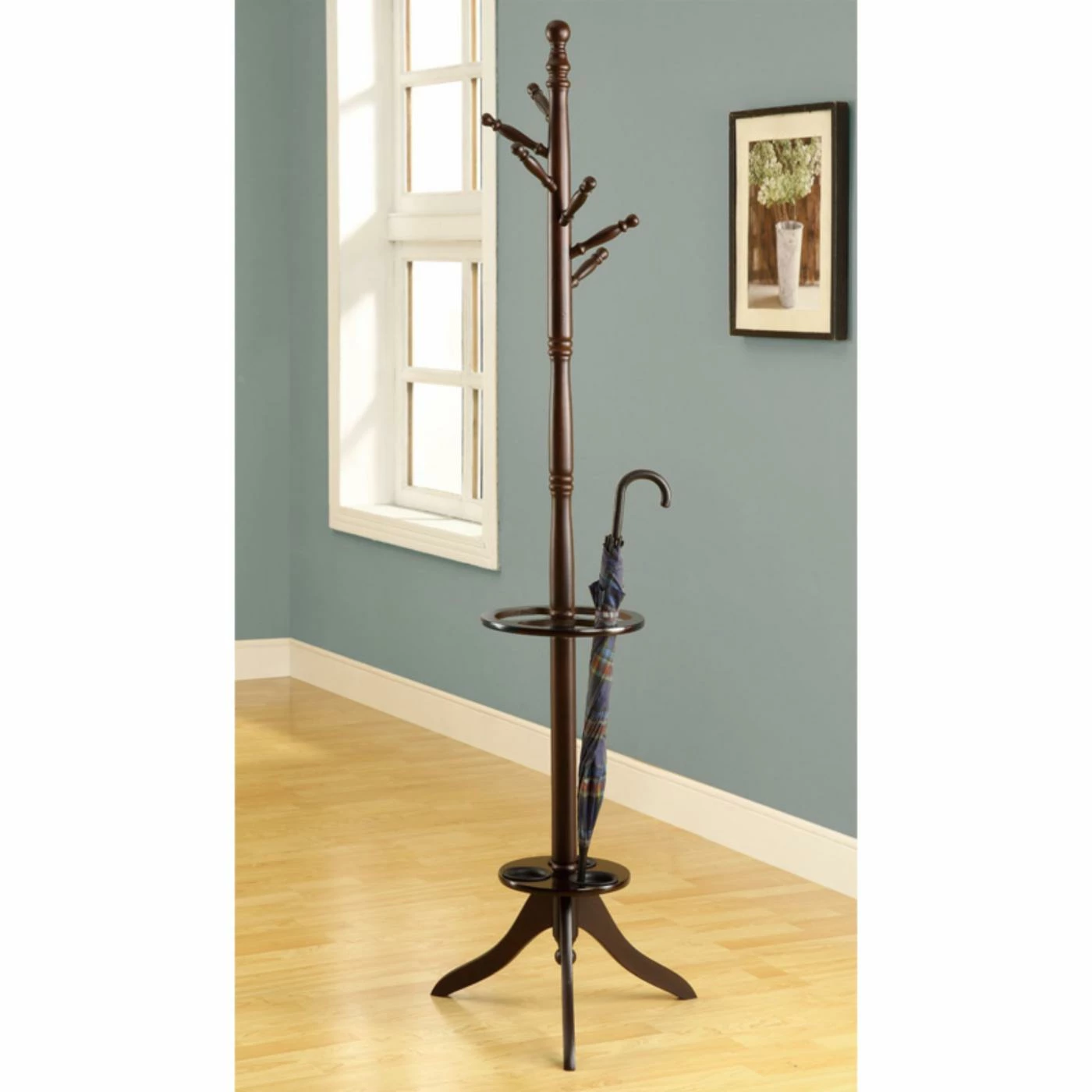 Best Pirce π Monarch Specialties Cappuccino Solid Wood π§₯ Coat Rack With Umbrella Holder π€©
