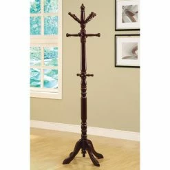 Cheap 🤩 Monarch Specialties Cherry Traditional Solid Wood 🧥 Coat Rack 🔥