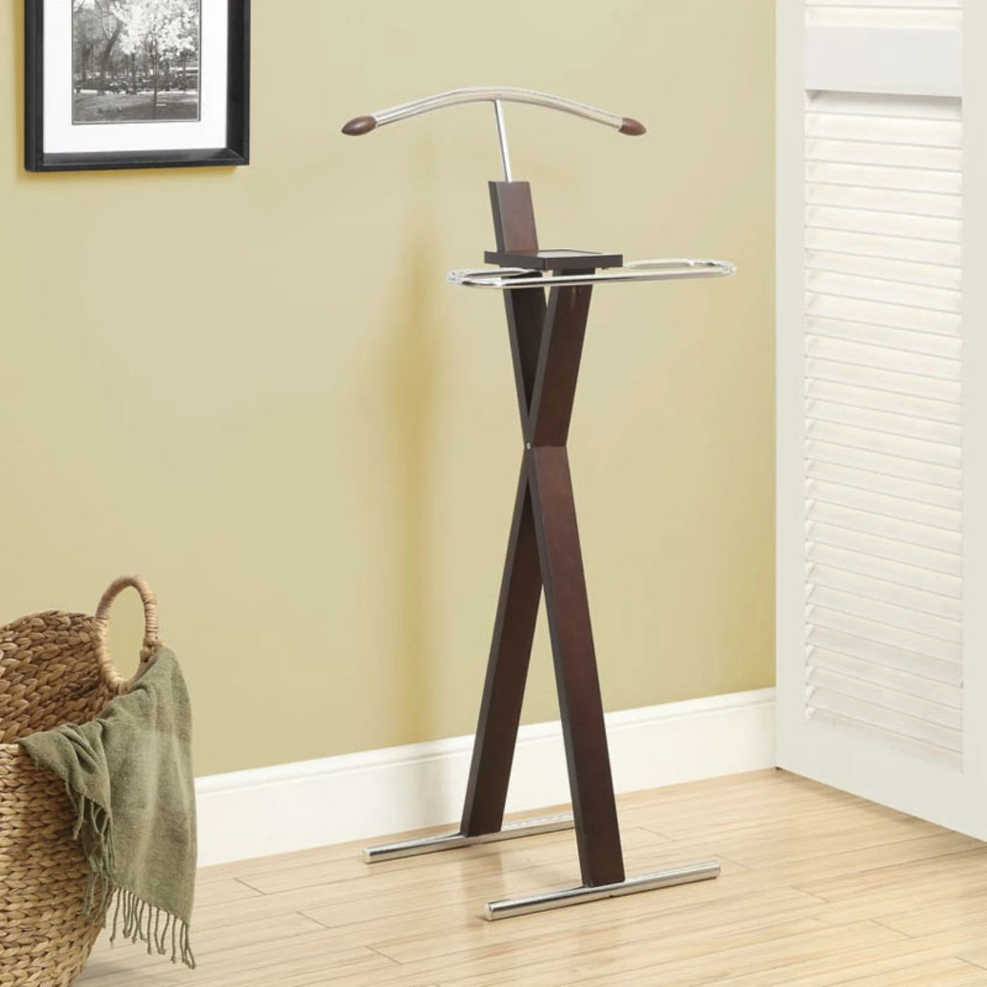 Best Pirce π Monarch Specialties Wood Cappuccino / Chrome Metal Suit Valet β