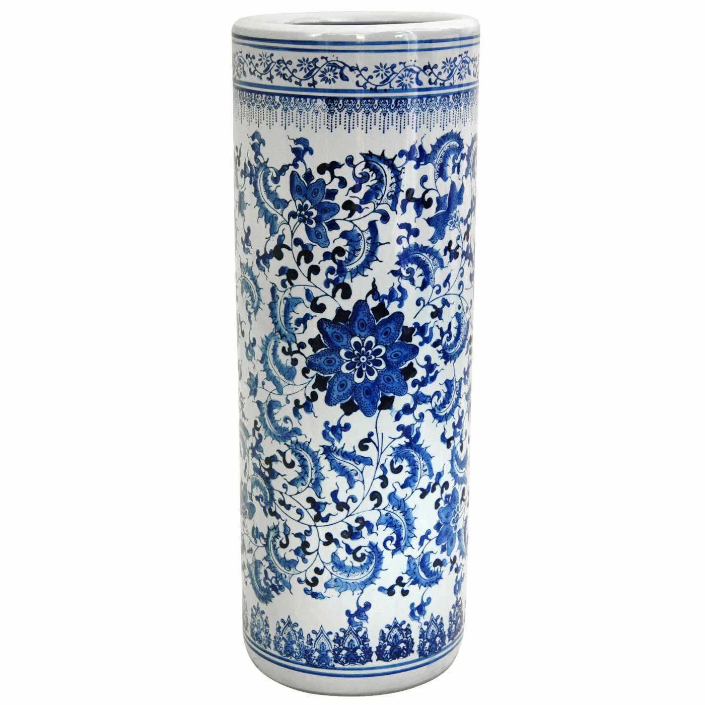 Budget 😀 Ceramic Red Lantern Floral Blue And White Porcelain Umbrella Stand ✔️