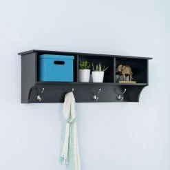 Wholesale ๐ Wood Prepac Sonoma Black Entryway Cubbie Shelf And ๐งฅ Coat Rack ๐