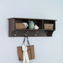 Wholesale โ Wood Prepac Fremont Espresso Entryway Cubbie Shelf And ๐งฅ Coat Rack โจ