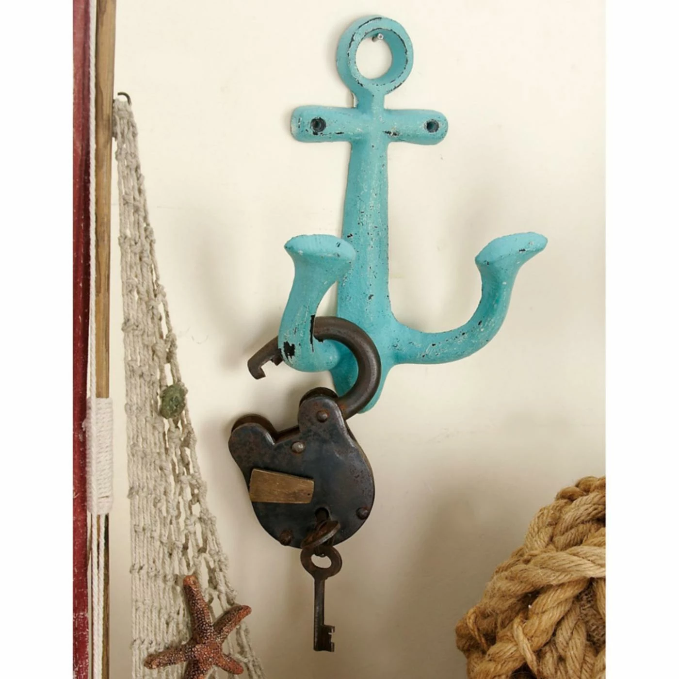 Promo 😍 Wrought Iron DecMode Anchor 🧥 Coat Rack - Set Of 4 ✔️