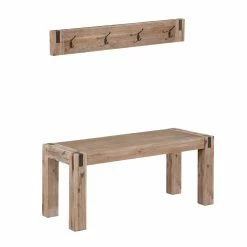 Promo ๐ Alaterre Furniture Woodstock Acacia Wood With Metal ๐งฅ Coat Hook And Bench Set, Brushed Driftwood โจ
