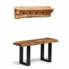 Flash Sale 🤩 Wood Alaterre Furniture Alpine Natural Live Edge 36 In. Bench With 🧥 Coat Hook Shelf Set 🎉