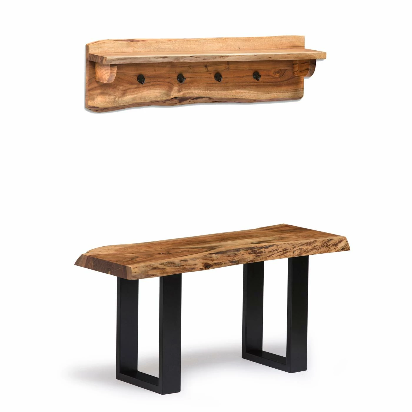 Flash Sale π€© Wood Alaterre Furniture Alpine Natural Live Edge 36 In. Bench With π§₯ Coat Hook Shelf Set π